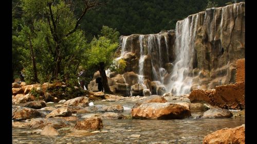 Scenic view of waterfall