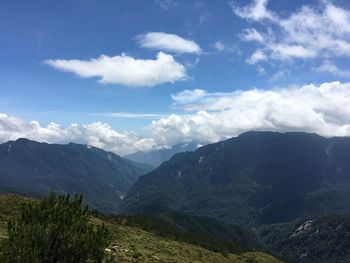 Scenic view of mountains against sky