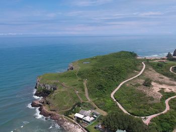 High angle view of sea against sky