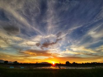 Scenic view of silhouette landscape against sky during sunset