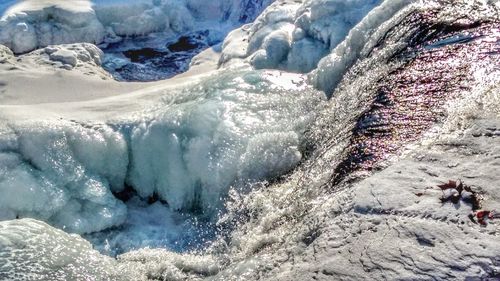 Frozen water in winter