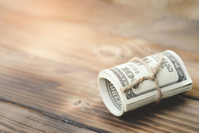 High angle view of text on table