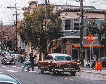 Road sign on city street