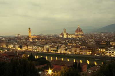 View of cityscape at dusk