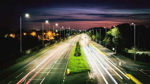 Light trails on highway at night