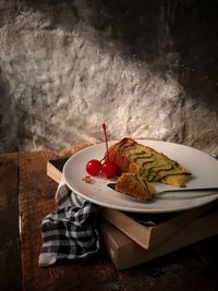 Close-up of breakfast served on table