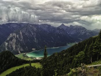 Scenic view of mountains against sky