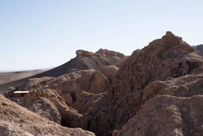 Scenic view of rocky mountains against clear sky