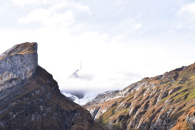 Low angle view of mountains against sky