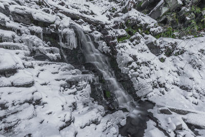 Scenic view of waterfall in winter