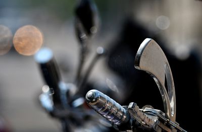 Motorcycles parked on the street 