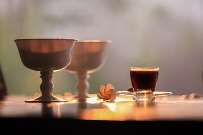 Close-up of coffee cup on table