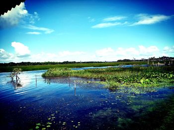 Scenic view of lake against sky