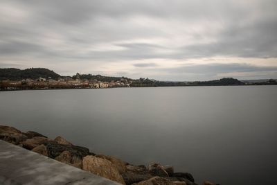 Scenic view of lake against sky