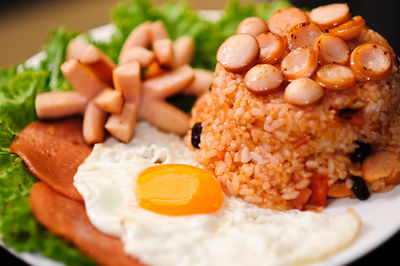 Close-up of meal served in plate