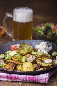 Close-up of food on table