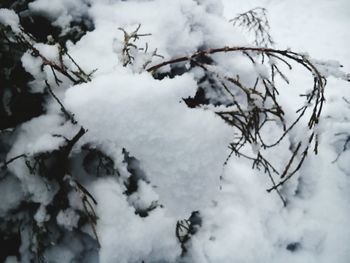 Snow covered landscape against cloudy sky