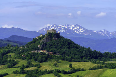 Scenic view of mountains against sky