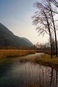 Scenic view of lake against sky