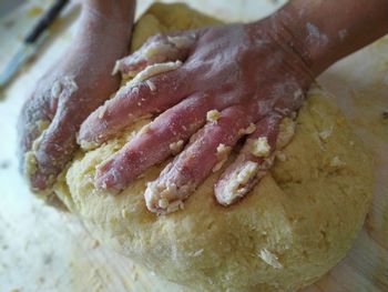 Close-up of person preparing food