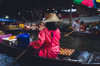 View of people at market stall