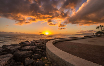 Scenic view of sea against sky during sunset