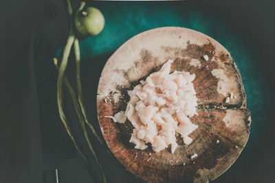 Directly above shot of bread in bowl