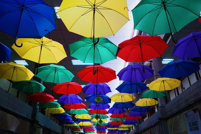Low angle view of colorful umbrellas