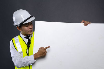 Man working with umbrella