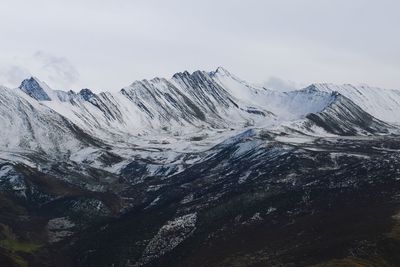 View of snow covered rocky mountains