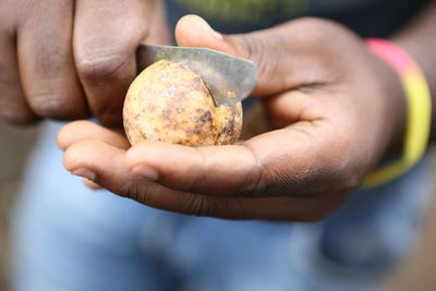 Close-up of person holding ice cream