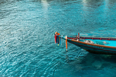 High angle view of boat in sea