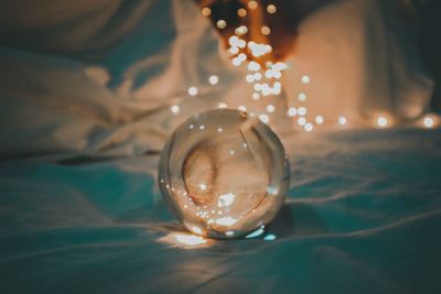 Reflection of illuminated light in crystal ball