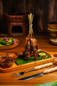 Close-up of food on table