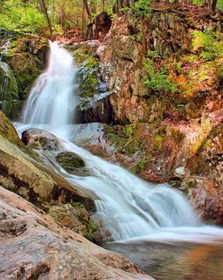 Scenic view of waterfall