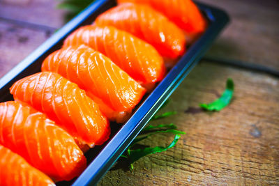 Close-up of fish on table