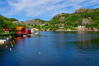 Small norwegian village on the water 