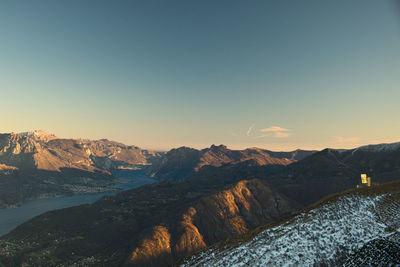 Scenic view of mountains against clear sky