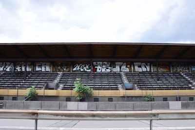 Low angle view of built structure against sky