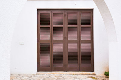 Closed door of building