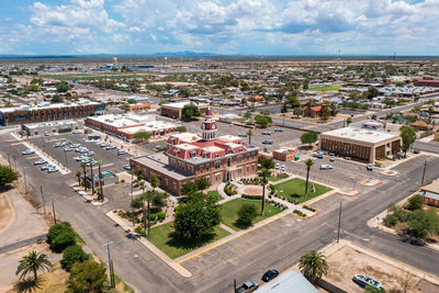 Historic pinal county courthouse in florence, arizona. drone view.