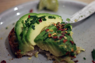 Close-up of breakfast on plate