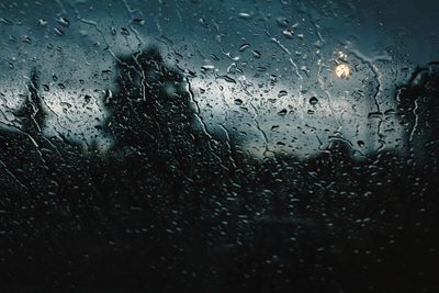 Full frame shot of raindrops on glass window