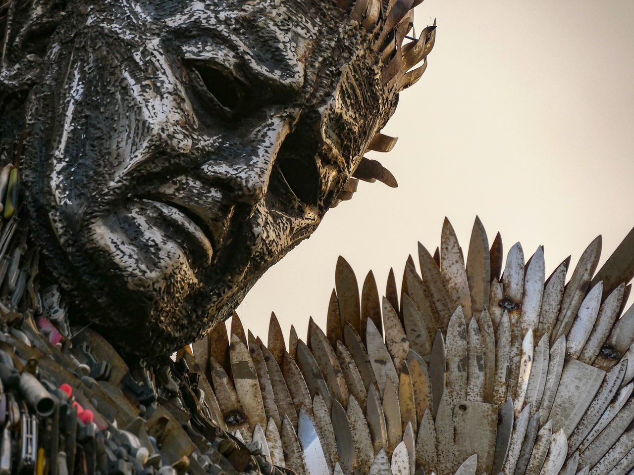 close-up, no people, sculpture, architecture, representation, art and craft, statue, creativity, nature, day, human representation, craft, sky, clear sky, religion, belief, place of worship, low angle view, built structure, spirituality