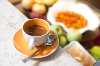 Close-up of breakfast on table