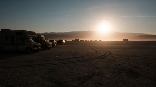 Panoramic view of landscape against sky during sunset