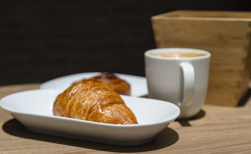 Close-up of breakfast on table