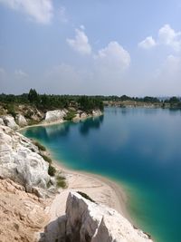 Scenic view of lake against sky