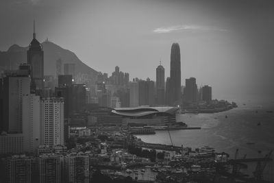 Aerial view of city at waterfront