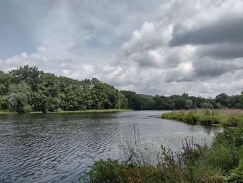 Scenic view of lake against sky